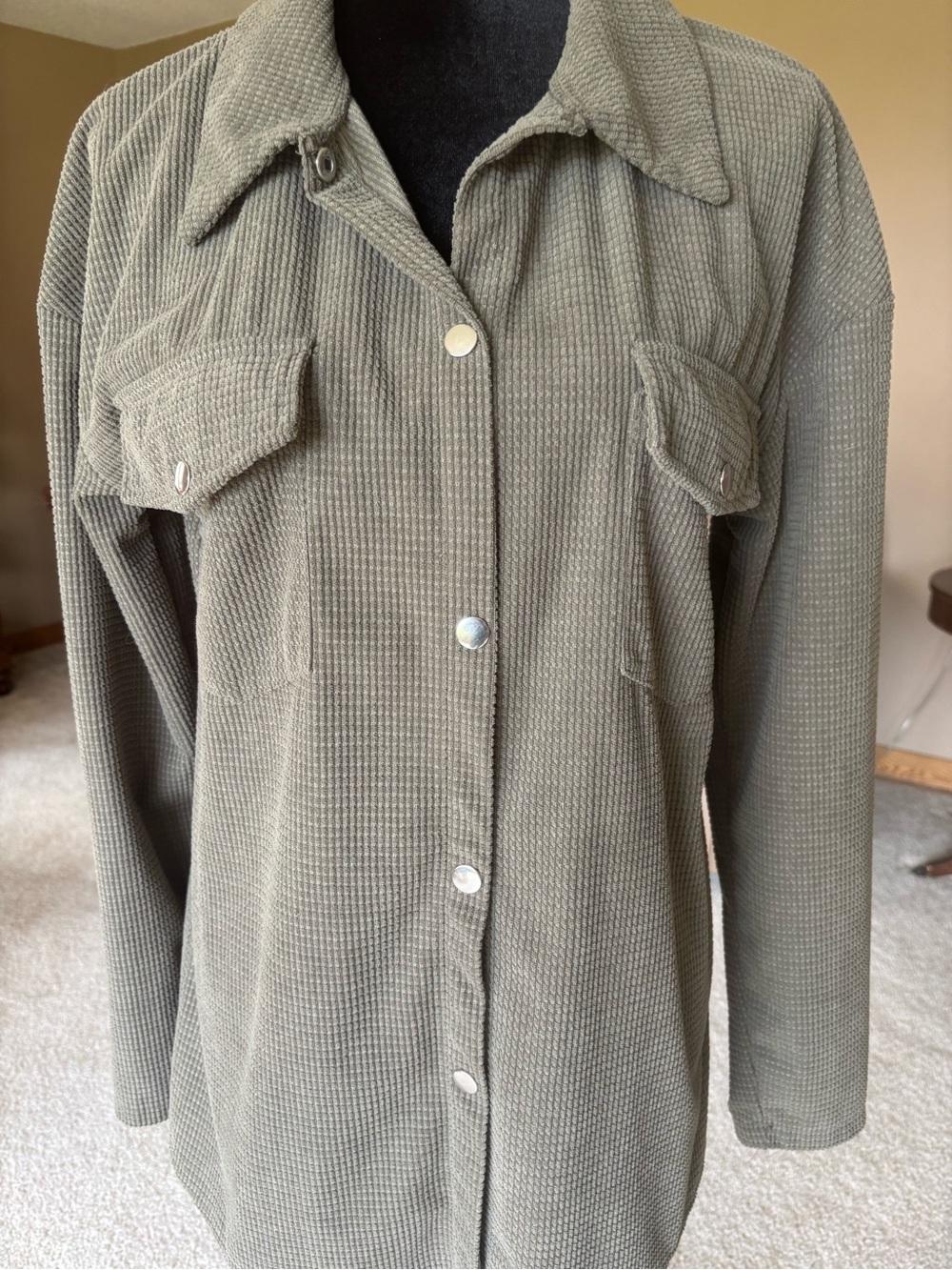 Olive Snap front Shacket M